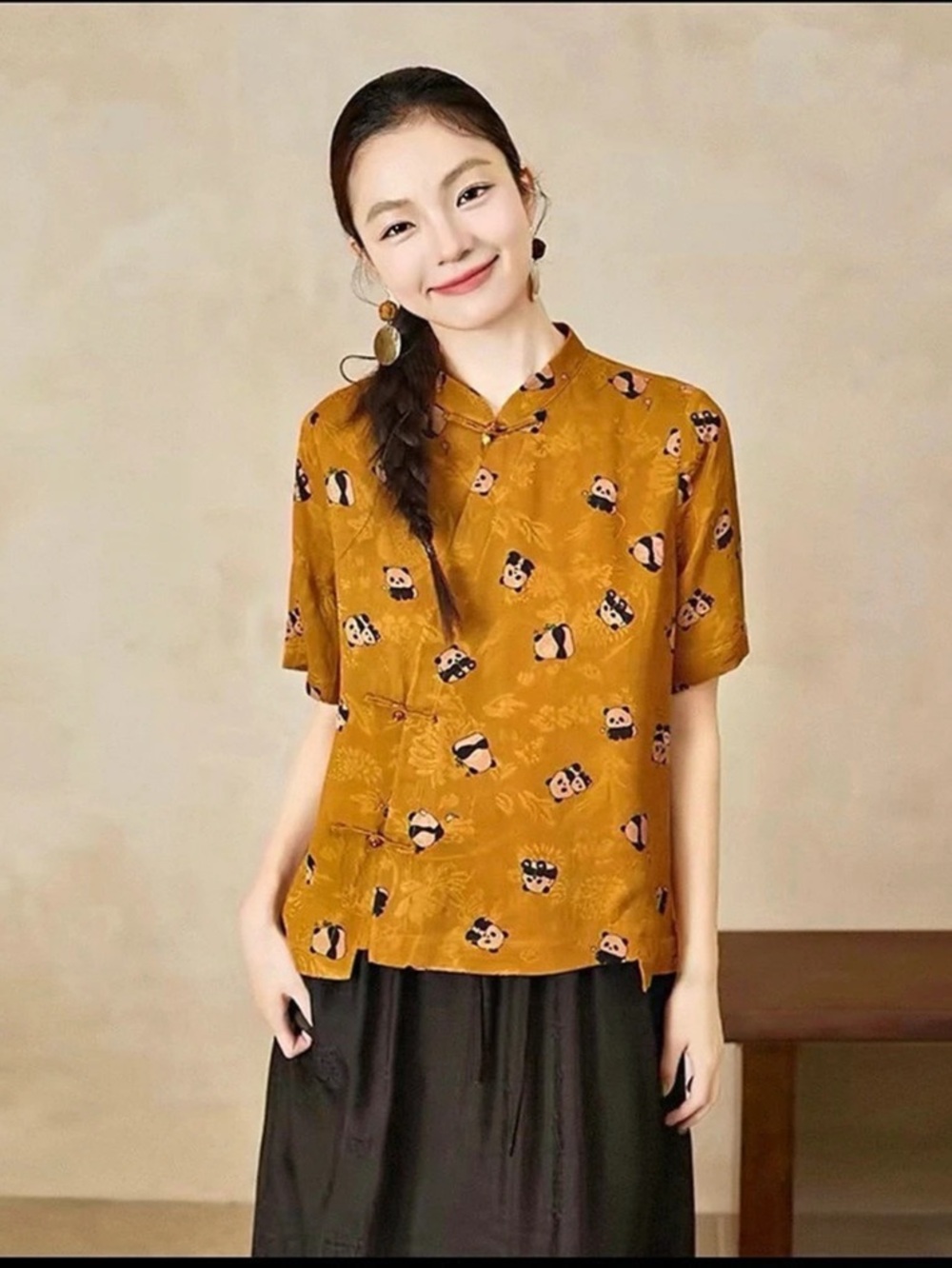 Women's Panda Print Chinese style top